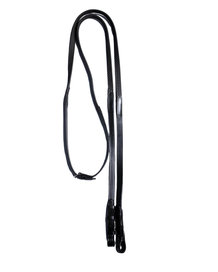 Van Jans Premium Rubber-Grip Training Reins with Leather Ends