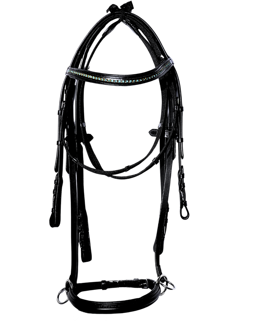 Van Jans Crystal-Accented Dressage Bridle with Flash Noseband and Reins