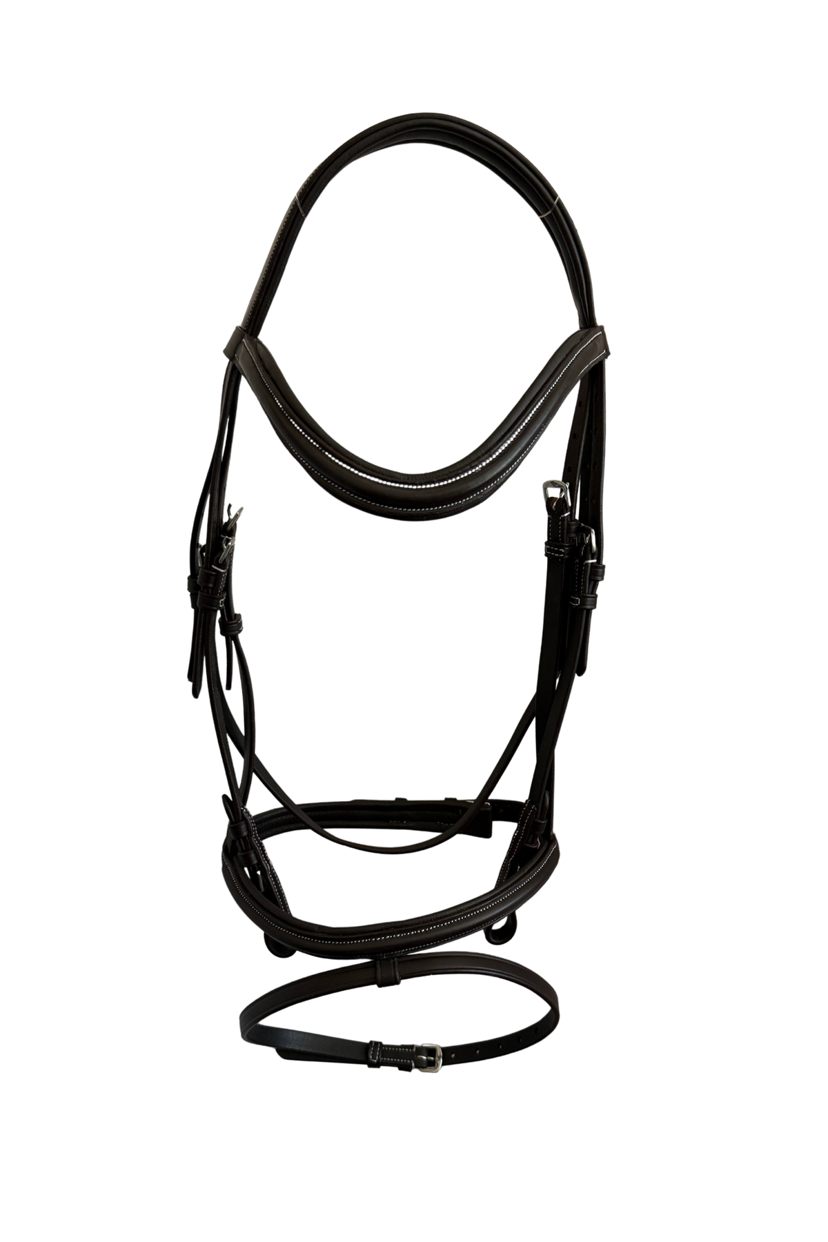 Van Jans White-Stitched Black Leather Bridle