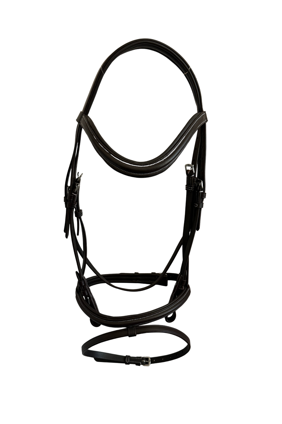 Van Jans White-Stitched Black Leather Bridle